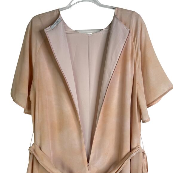 MM Lafleur The Jessica Dress Brushstroke Size XL 100% Silk Peach Salmon Career - Picture 13 of 15